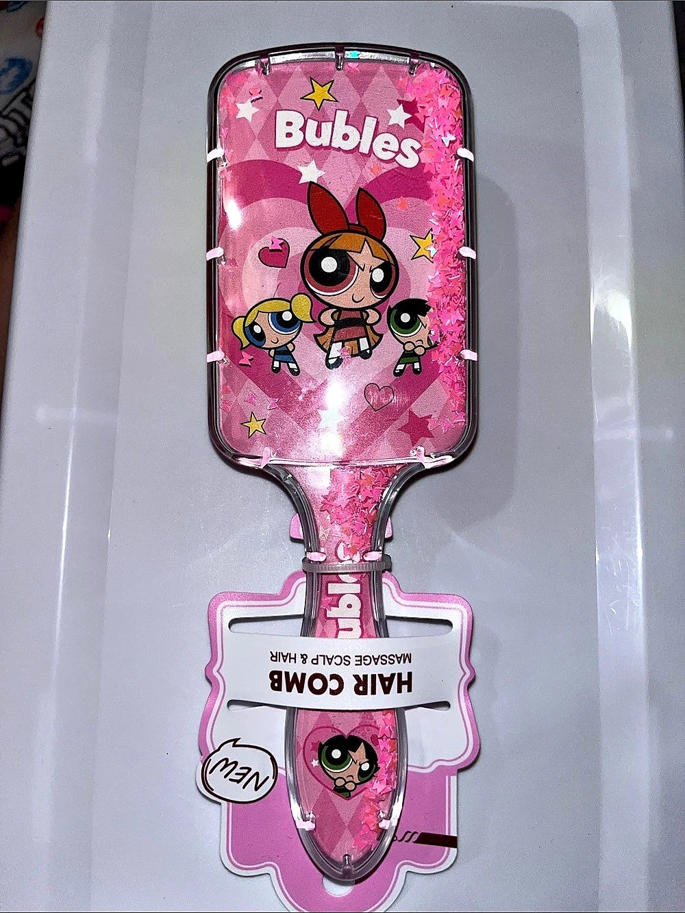 The Powerpuff Girls Bubbles Pink Paddle Hair Brush NWT